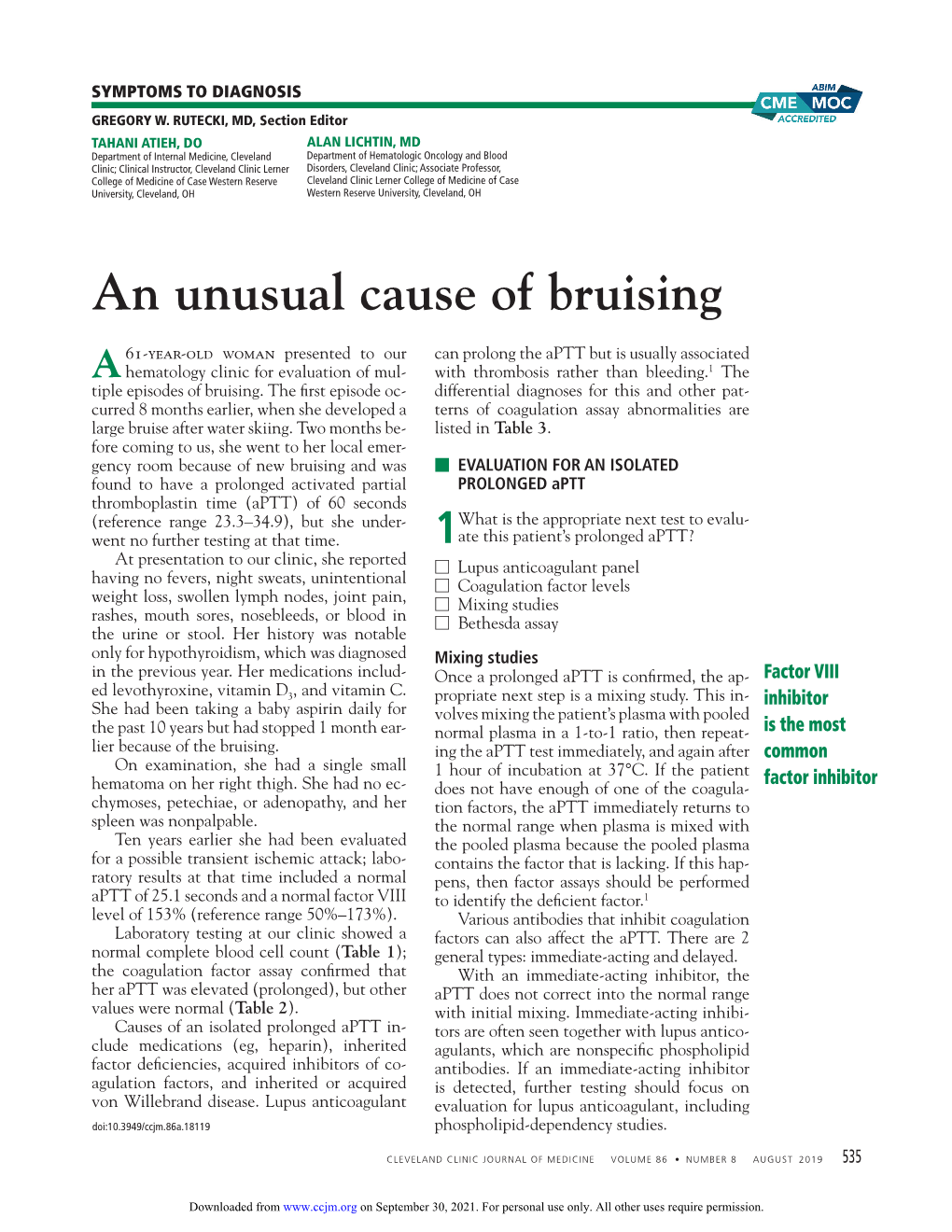 An Unusual Cause of Bruising