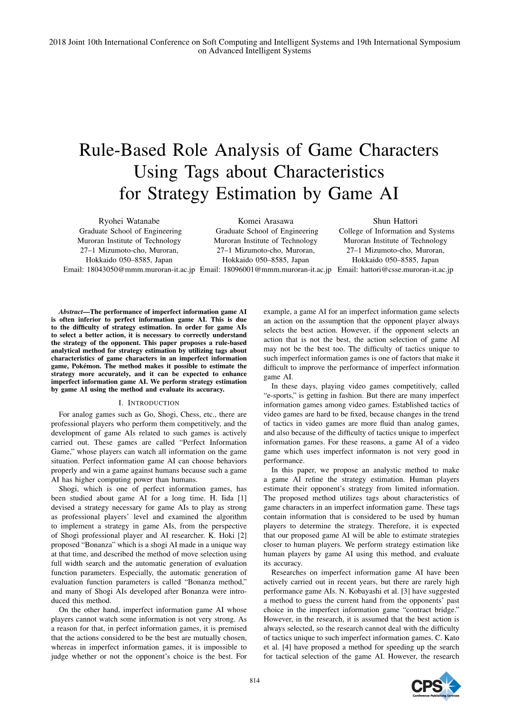 Rule-Based Role Analysis of Game Characters Using Tags About Characteristics for Strategy Estimation by Game AI