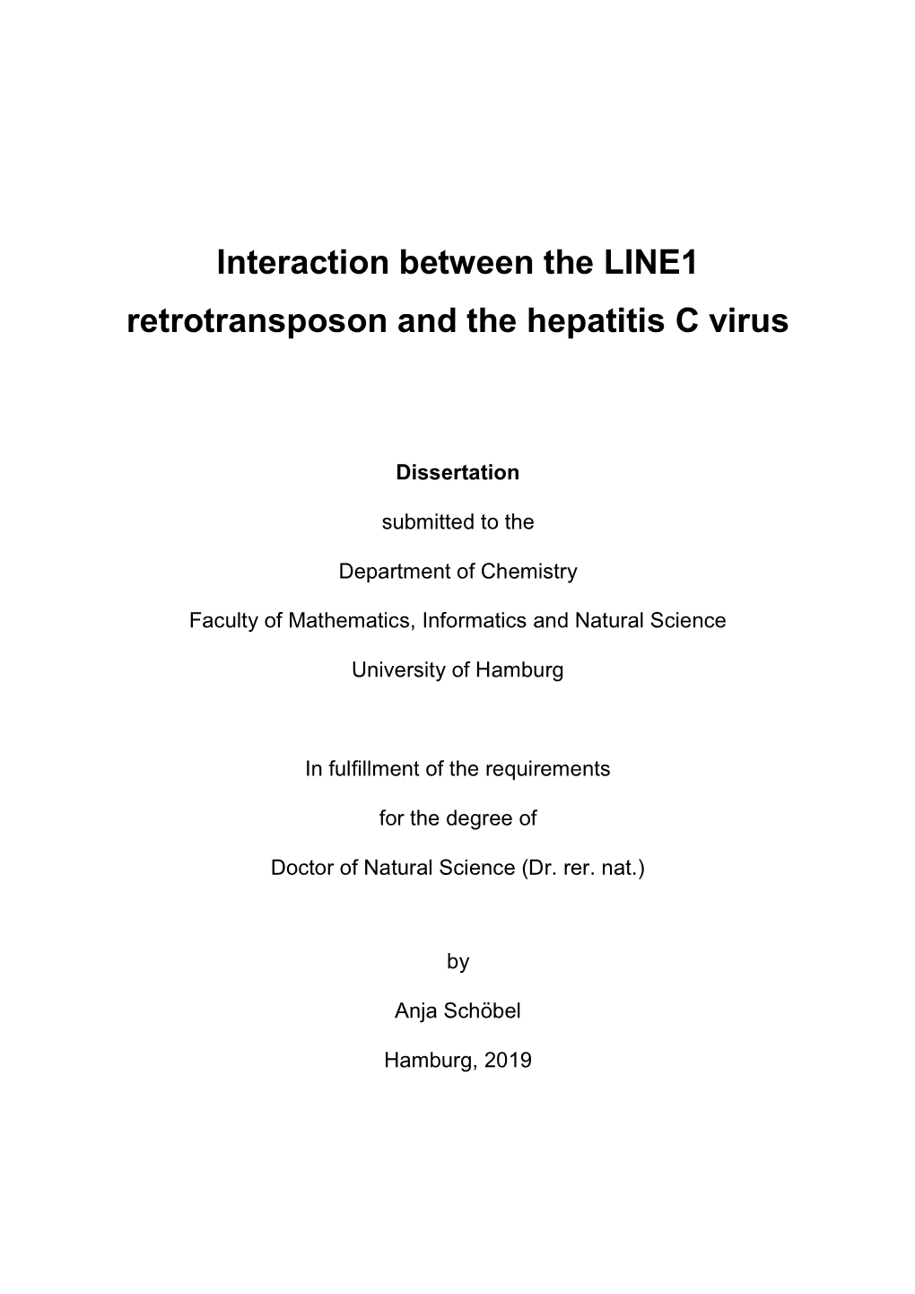 Interaction Between the LINE1 Retrotransposon and the Hepatitis C Virus