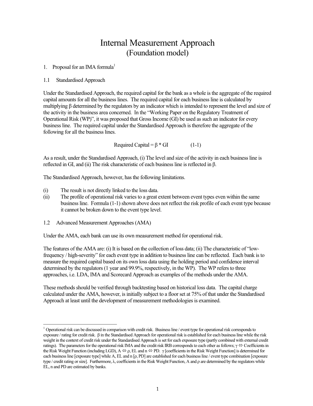 Internal Measurement Approach (Foundation Model)