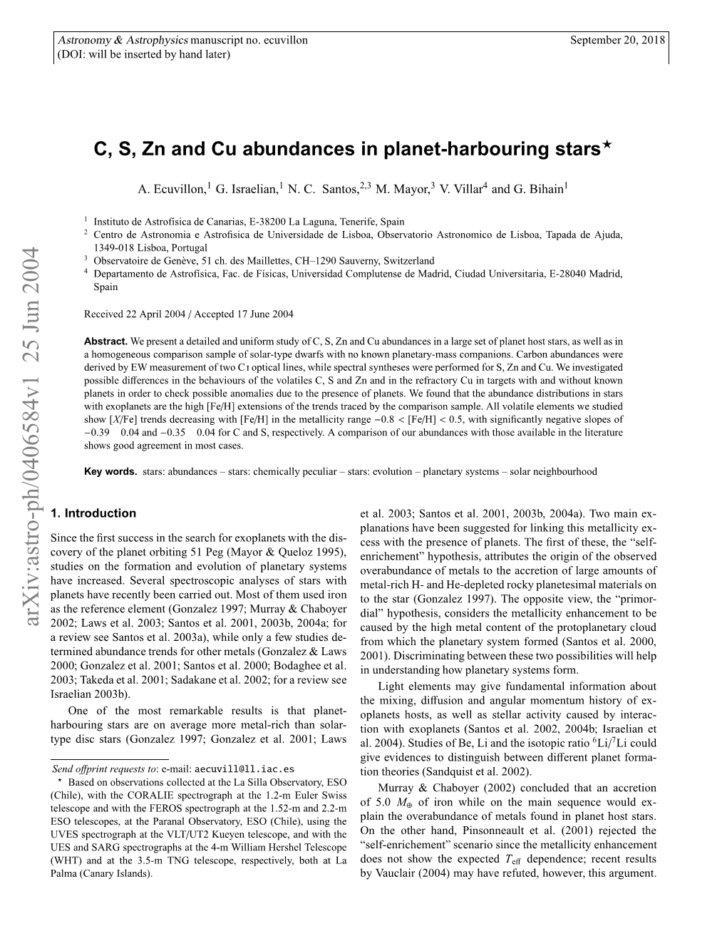 C, S, Zn and Cu Abundances in Planet-Harbouring Stars
