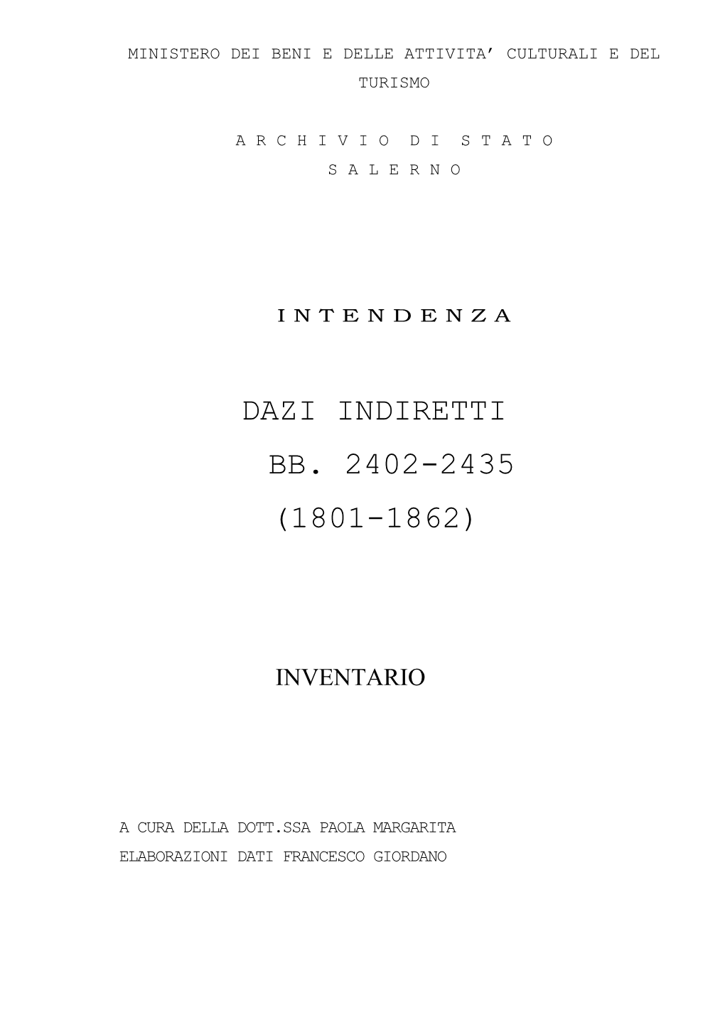 Dazi Indiretti Bb