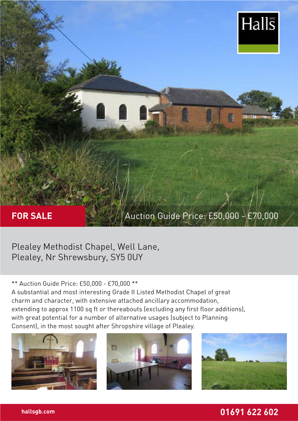 Plealey Methodist Chapel, Well Lane, Plealey, Nr Shrewsbury, SY5 0UY