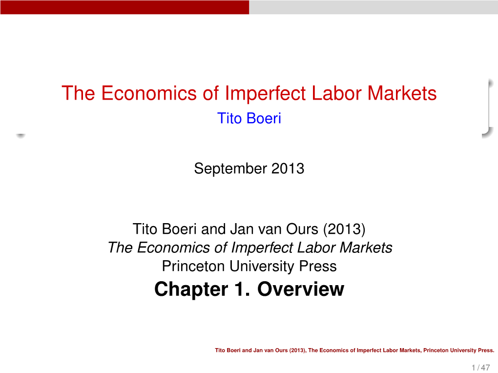 The Economics of Imperfect Labor Markets Tito Boeri
