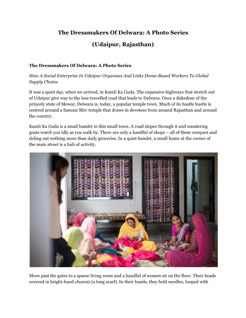 The Dressmakers of Delwara: a Photo Series (Udaipur, Rajasthan)