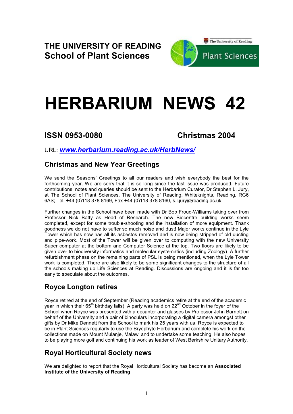 Herbarium News 42
