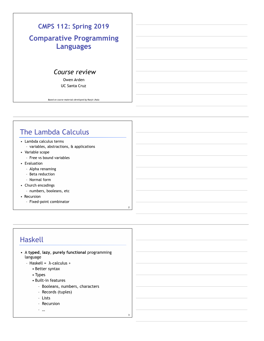 Comparative Programming Languages