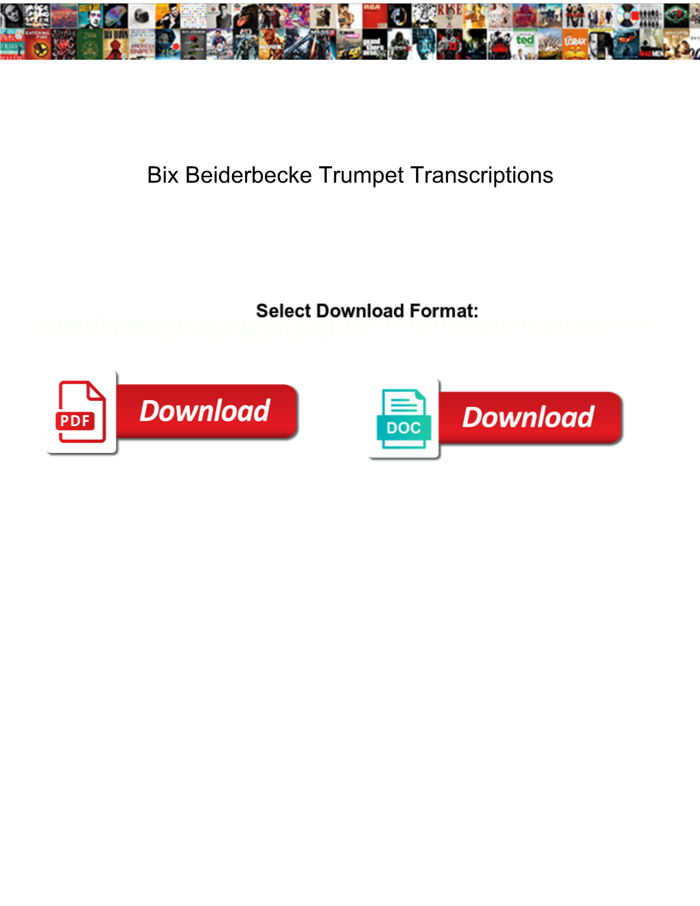 Bix Beiderbecke Trumpet Transcriptions