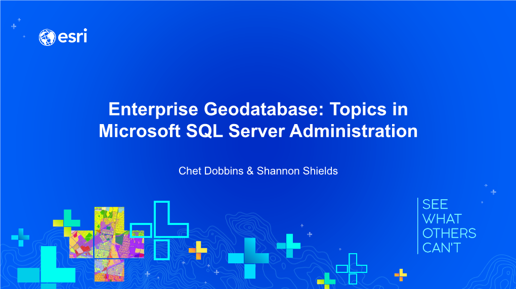 Enterprise Geodatabase Topics in Microsoft SQL Server Administration