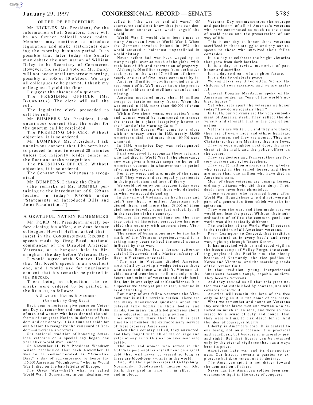 Congressional Record—Senate S785