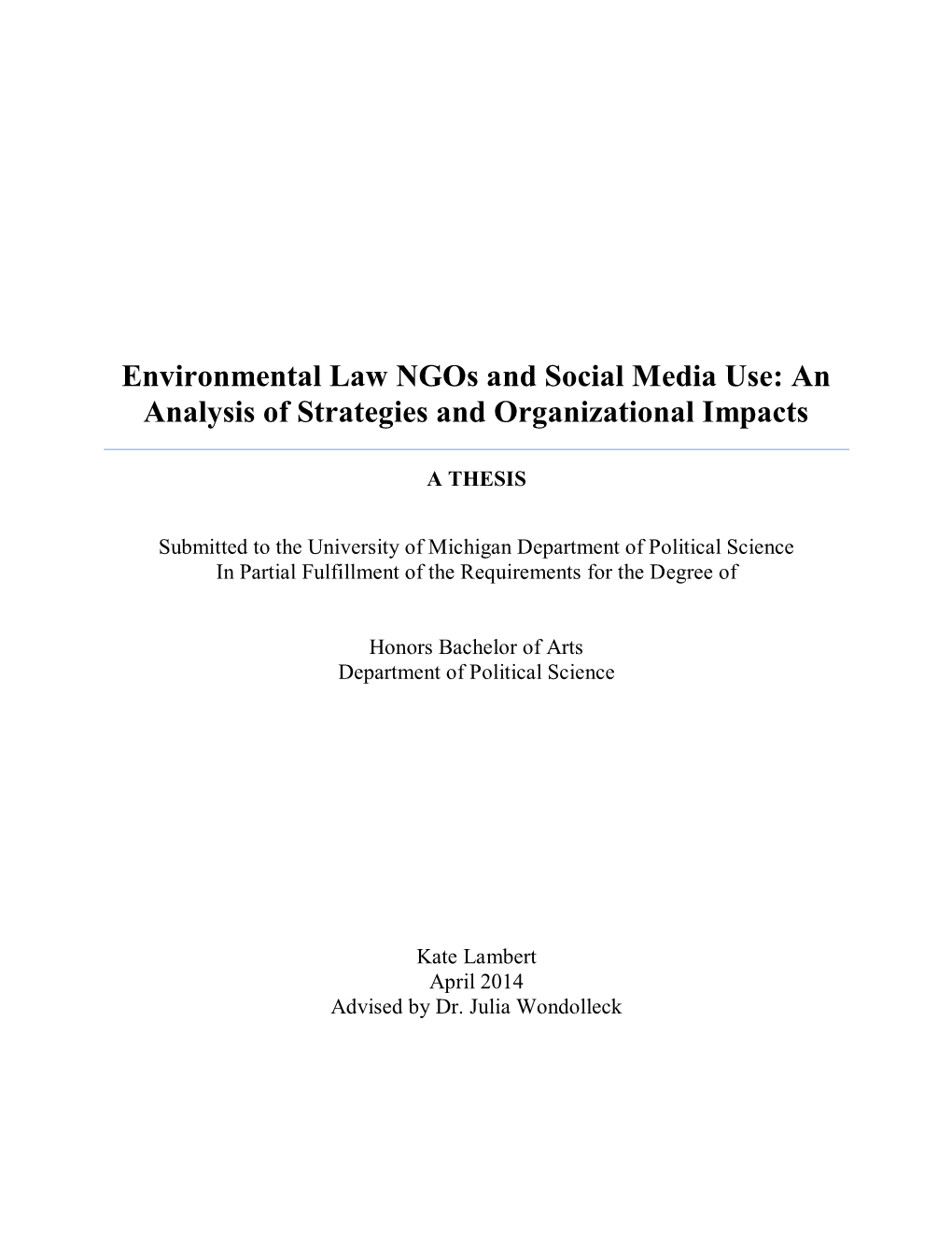 Environmental Law Ngos and Social Media Use: an Analysis of Strategies and Organizational Impacts