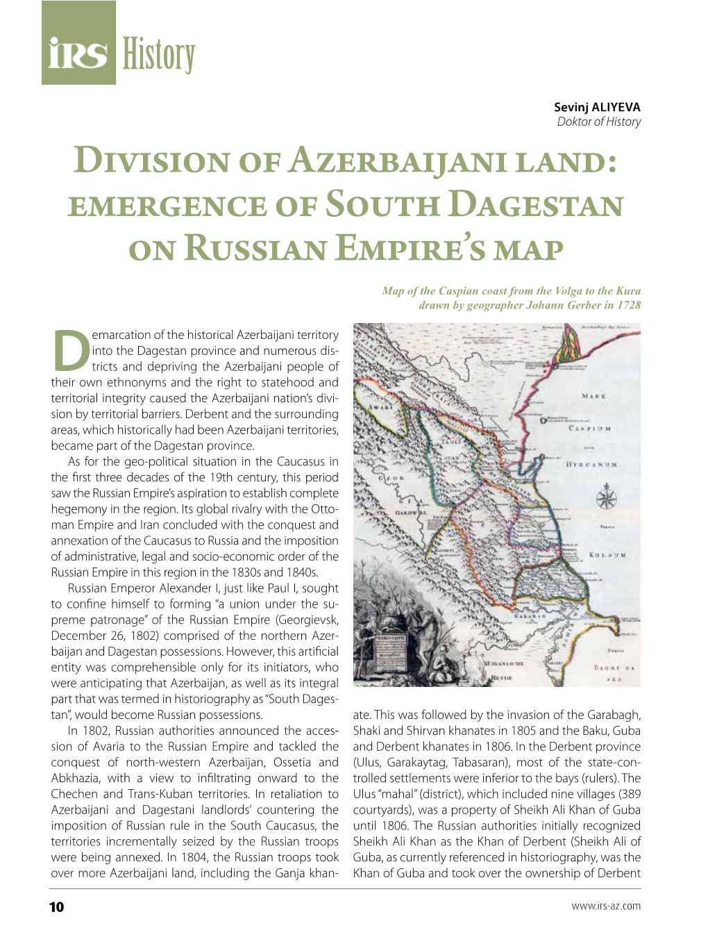 Division of Azerbaijani Land: Emergence of South Dagestan on Russian Empire's Map History