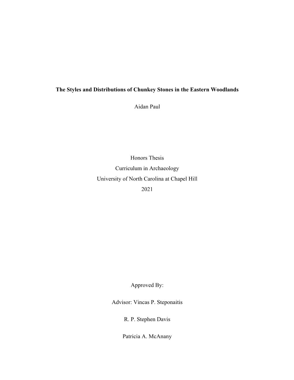 The Styles and Distributions of Chunkey Stones in the Eastern Woodlands