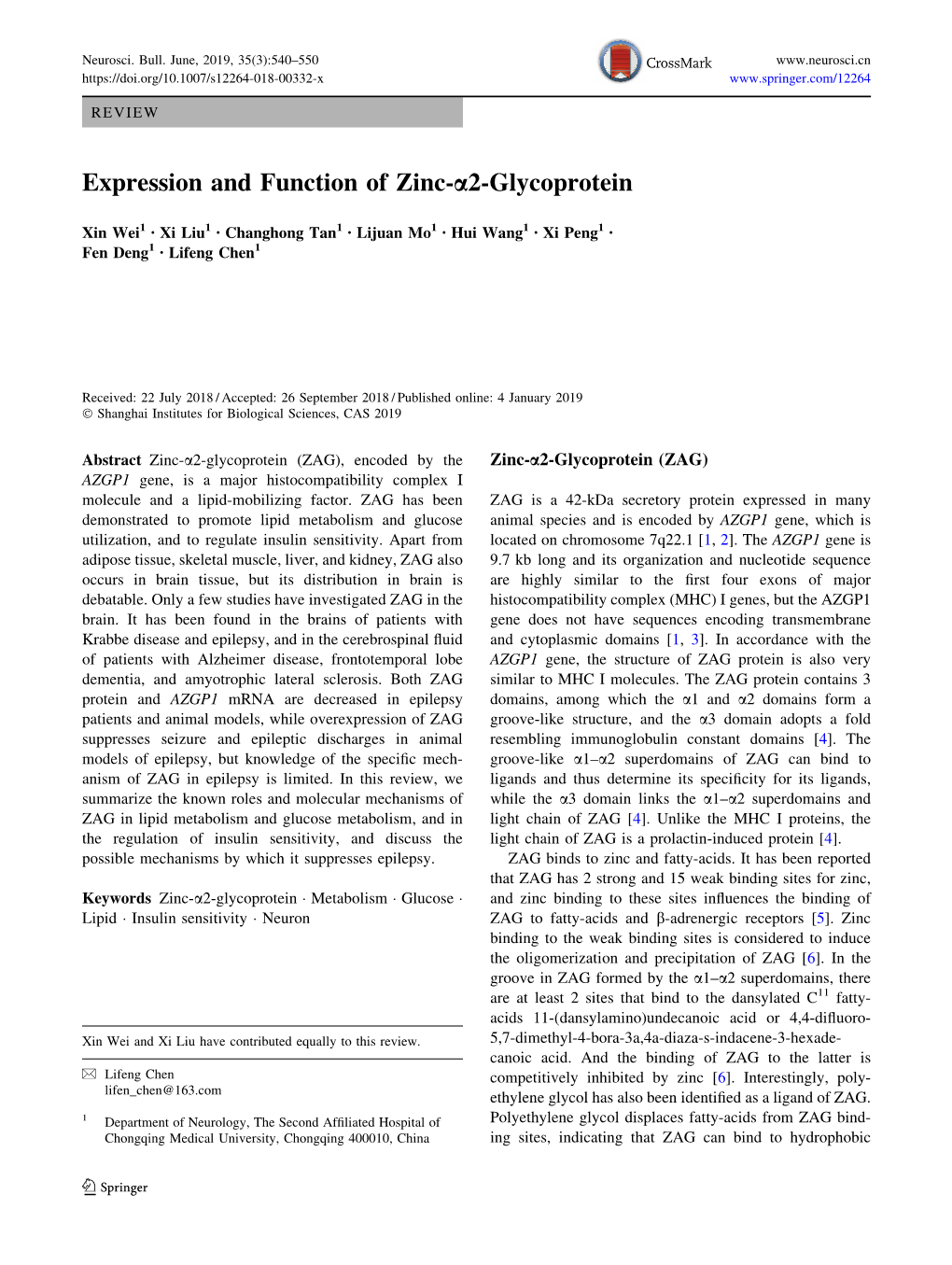 Expression and Function of Zinc-Α2-Glycoprotein