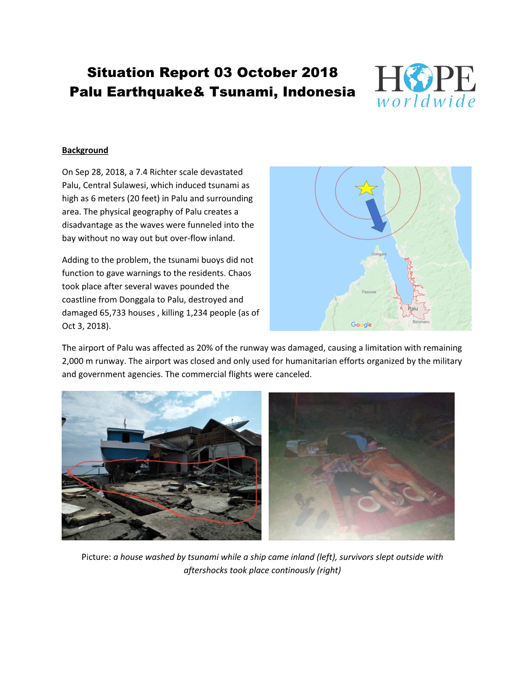 Situation Report 03 October 2018 Palu Earthquake& Tsunami