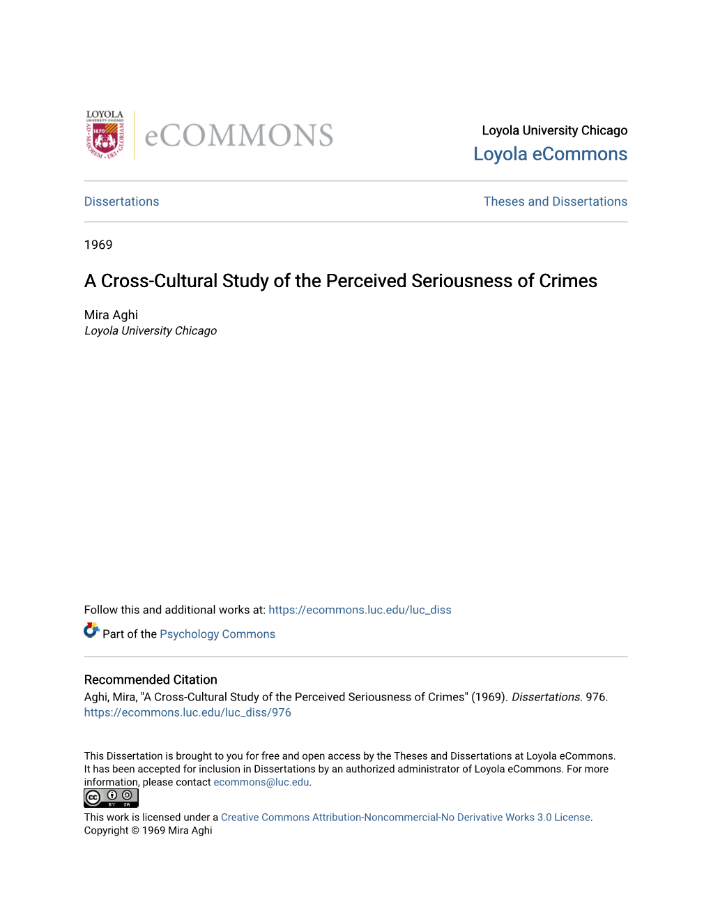 A Cross-Cultural Study of the Perceived Seriousness of Crimes