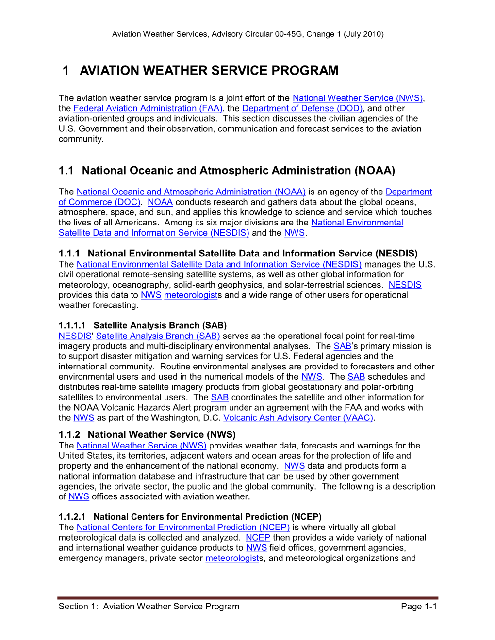 1 Aviation Weather Service Program