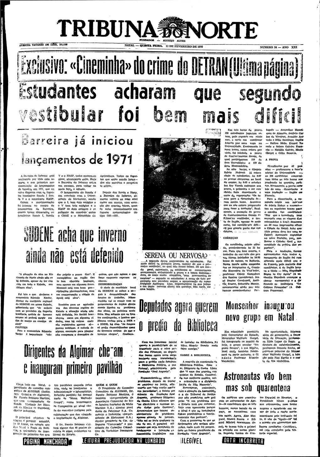 Sudfnf Acha Que Inverno Lhorar a Cidade; Qual a N~ , Os Rcel:11Tados Sairão Sába~ Cessidade Da Prática Dos Etw Do, Possivelmente Às 2Z Ho Portes?"