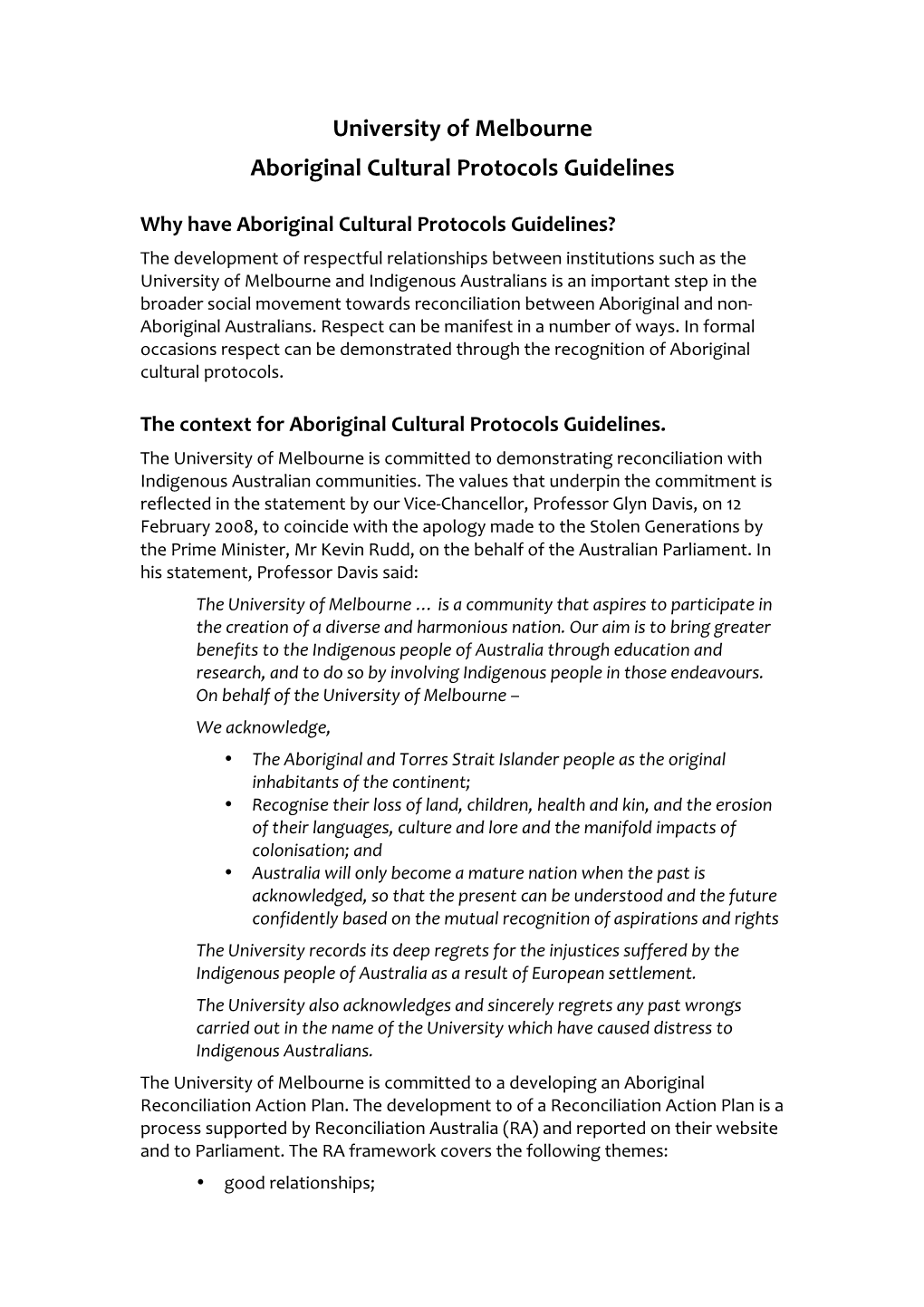 University of Melbourne Aboriginal Cultural Protocols Guidelines