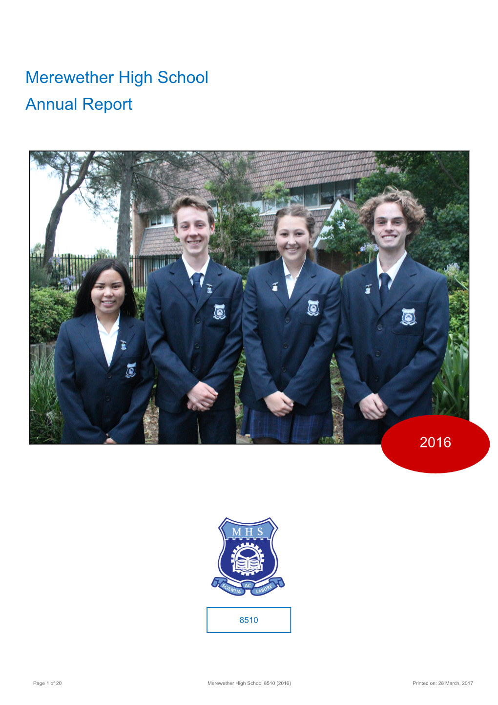 2016 Merewether High School Annual Report