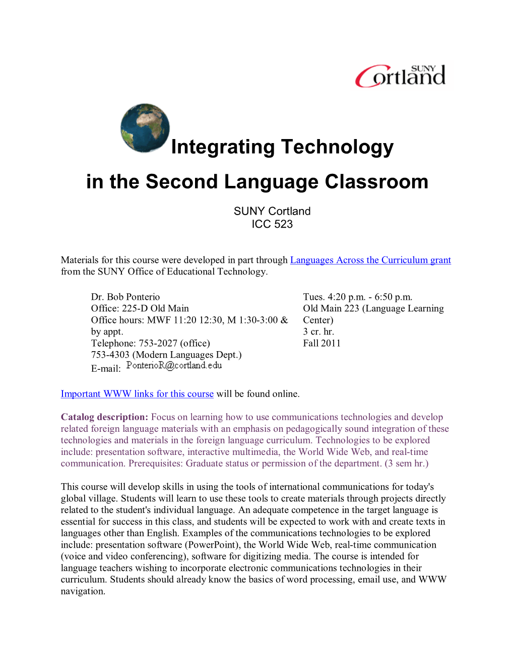 Integrating Technology in the Second Language Classroom