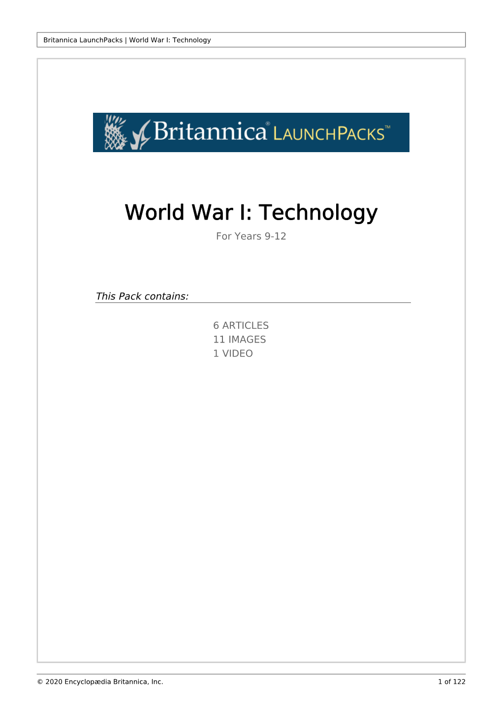 World War I: Technology