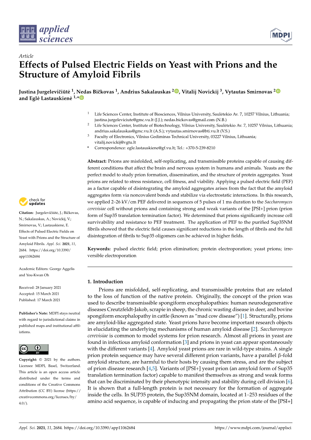 Effects of Pulsed Electric Fields on Yeast with Prions and the Structure of Amyloid Fibrils