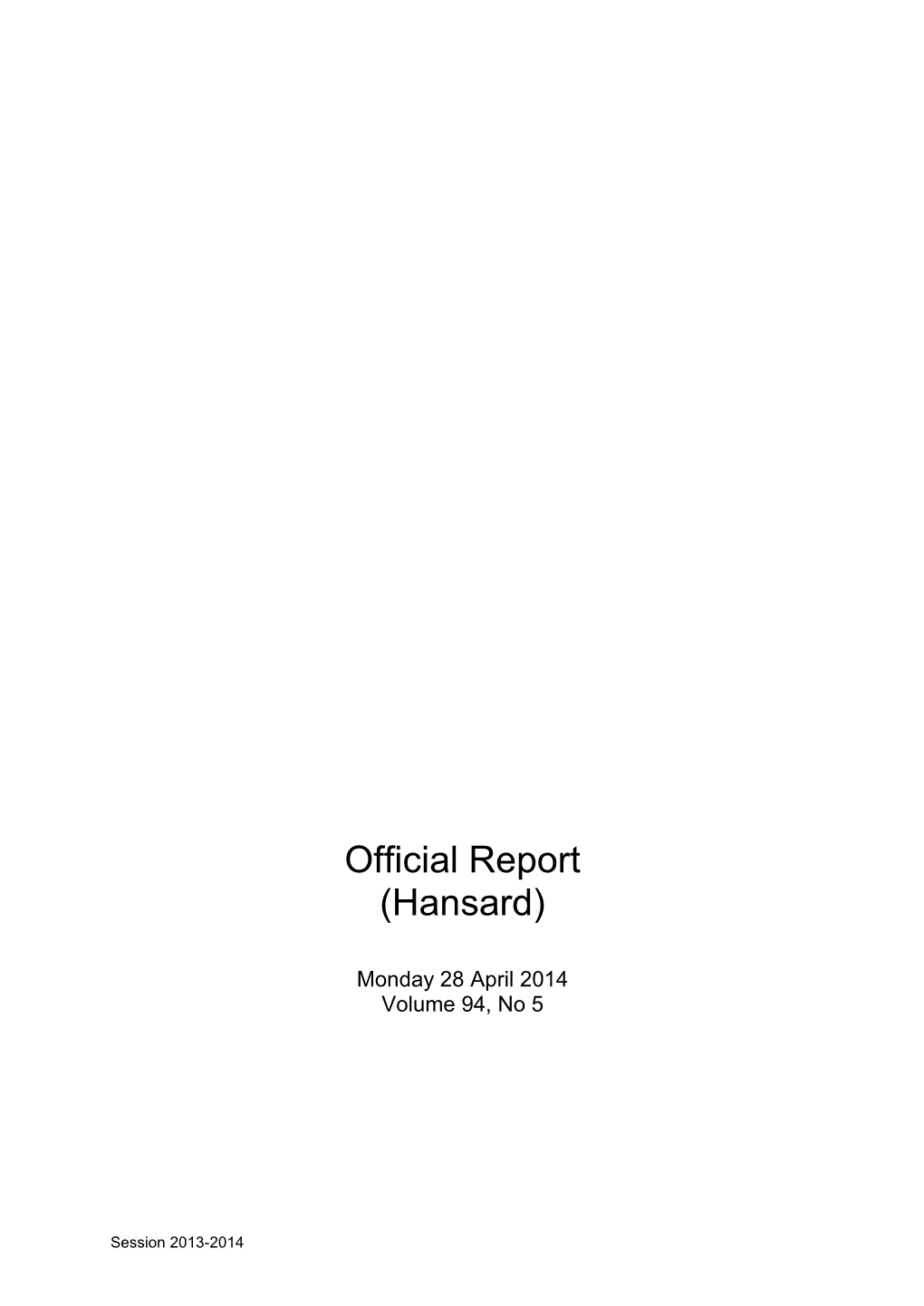 Hansard Report 280414