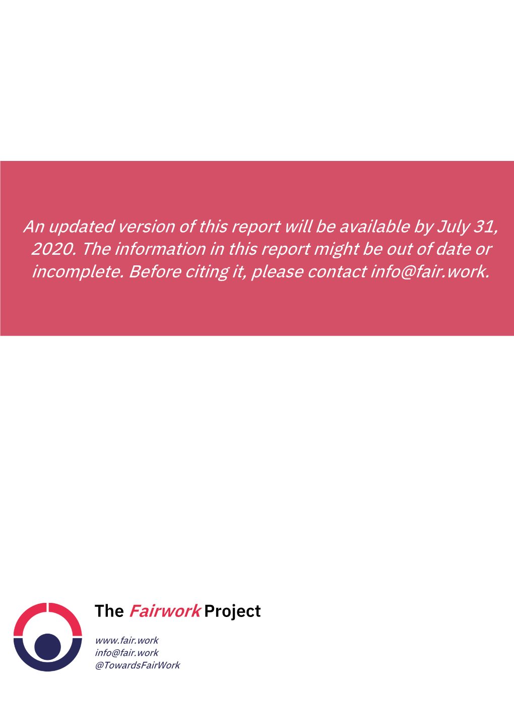 The Gig Economy and Covid-19: Fairwork Report on Platform Policies