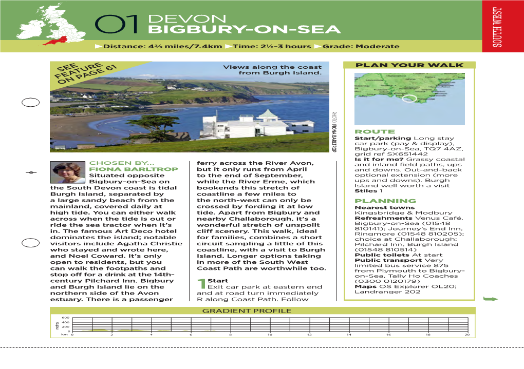 DEVON BIGBURY-ON-SEA ¾ Mile/1.1Km Turn L at the Top at OS Explorer Map OL20 U