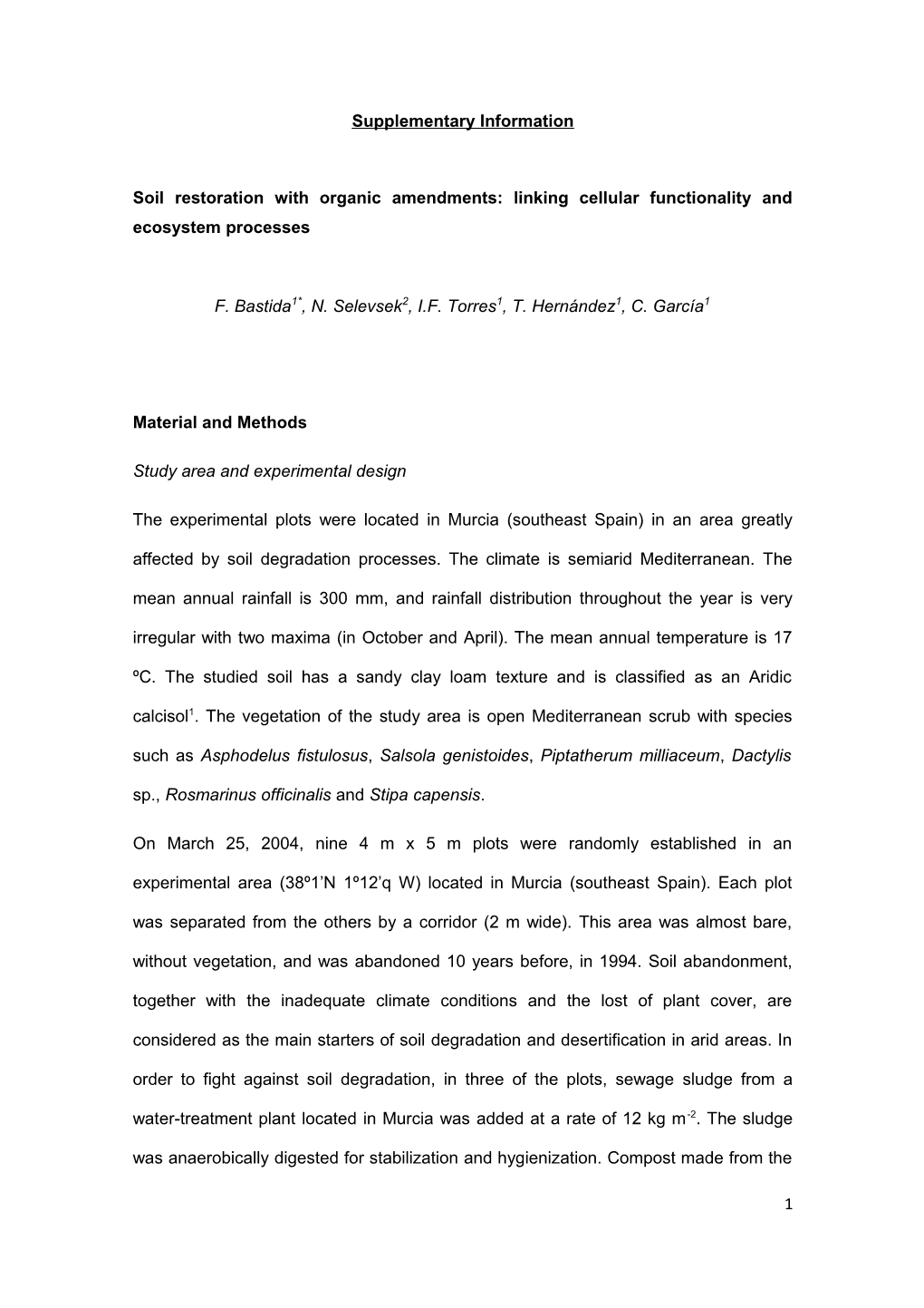 Soil Restoration with Organic Amendments: Linking Cellular Functionality and Ecosystem