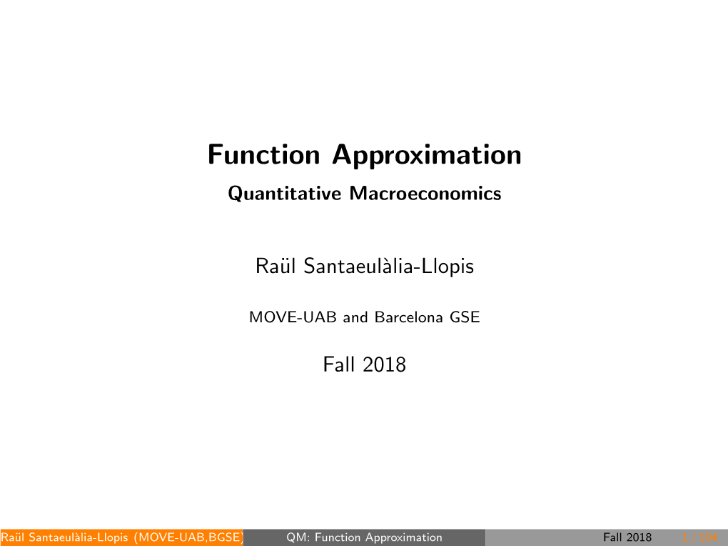 Function Approximation Quantitative Macroeconomics