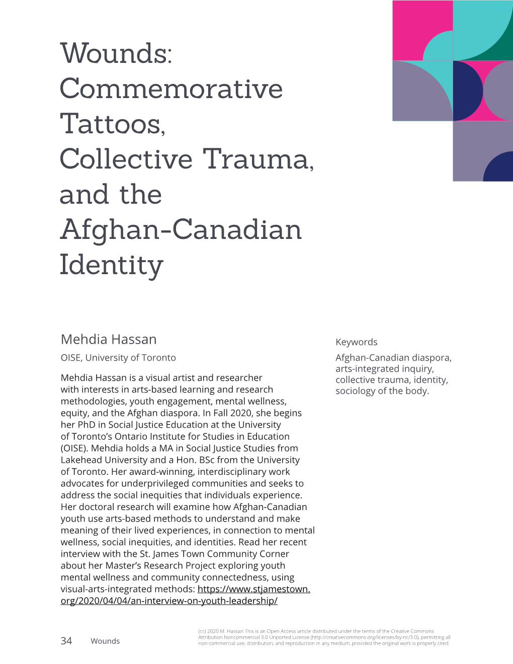 Commemorative Tattoos, Collective Trauma, and the Afghan-Canadian Identity