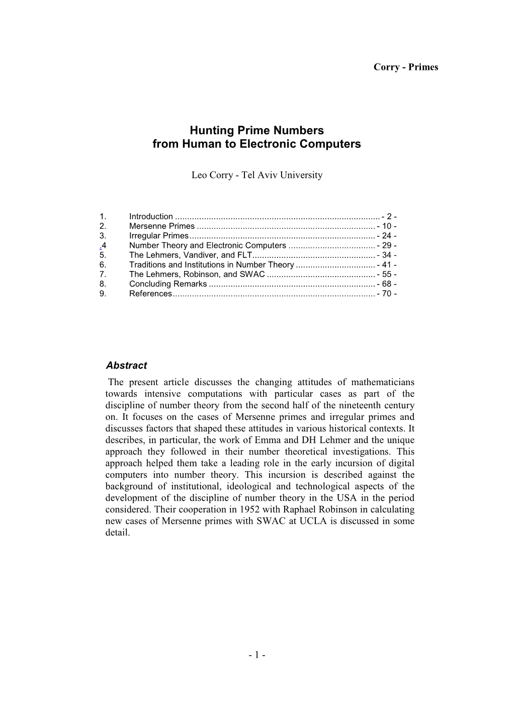 Hunting Prime Numbers from Human to Electronic Computers