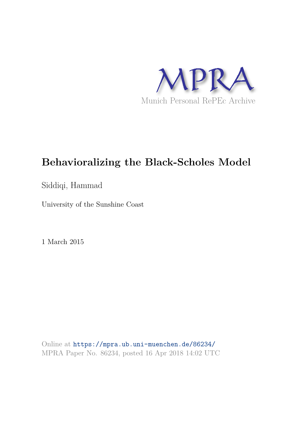 Behavioralizing the Black-Scholes Model