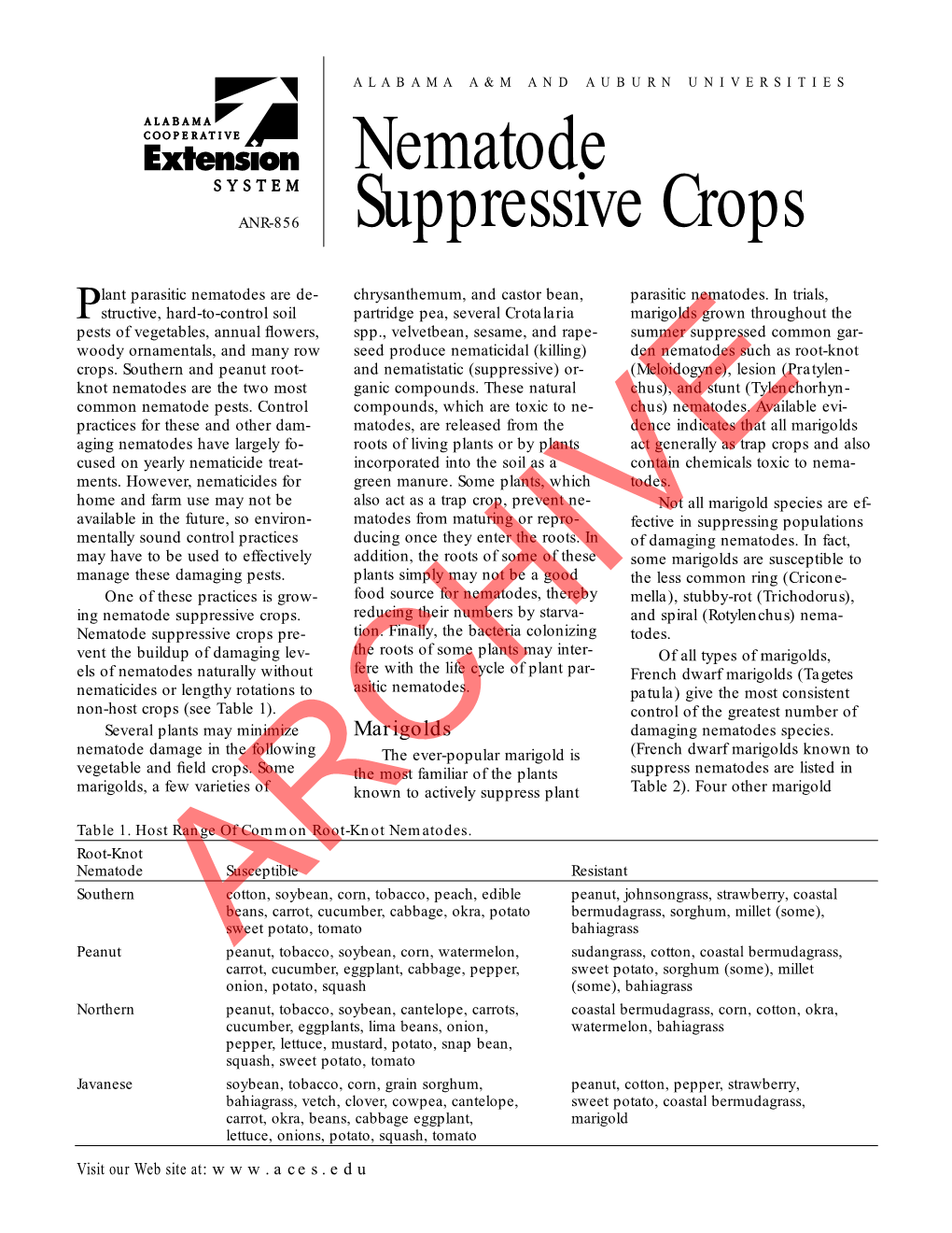 Nematode Suppressive Crops