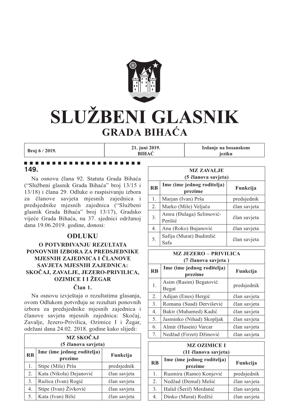 Službeni Glasnik Grada Bihaća