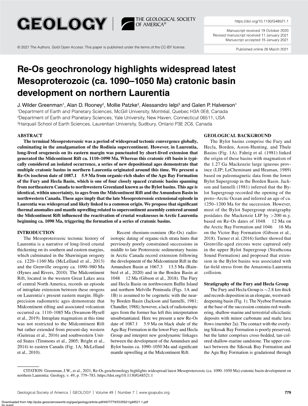 Re-Os Geochronology Highlights Widespread Latest Mesoproterozoic (Ca