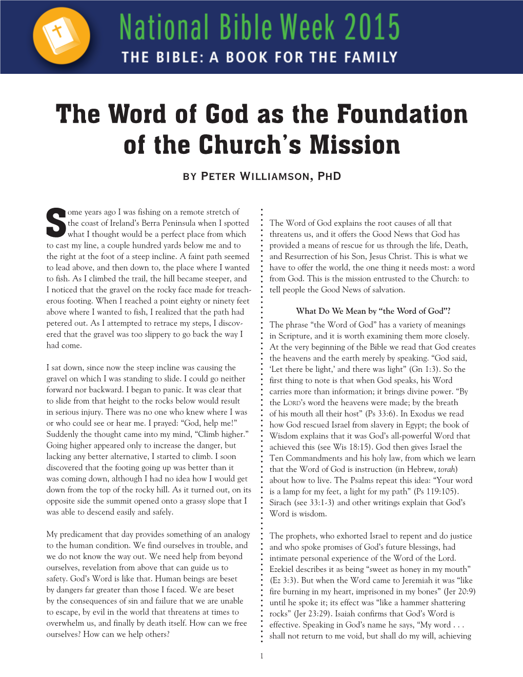 The Word of God As the Foundation of the Church's Mission