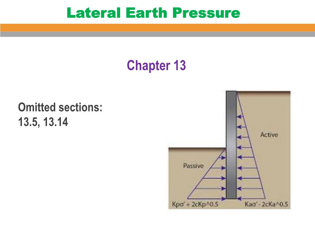 Chapter 13 Lateral Earth Pressure