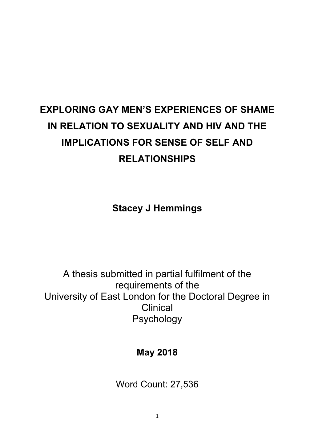 Exploring Gay Men's Experiences of Shame In
