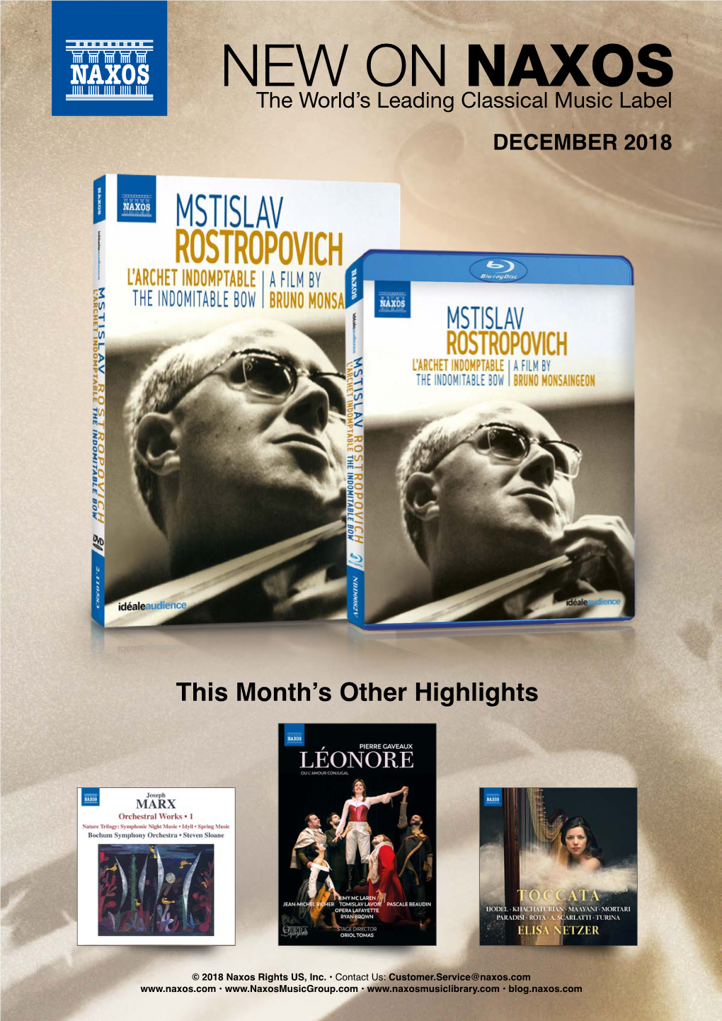 NEW on NAXOS the World’S Leading Classical Music Label DECEMBER 2018