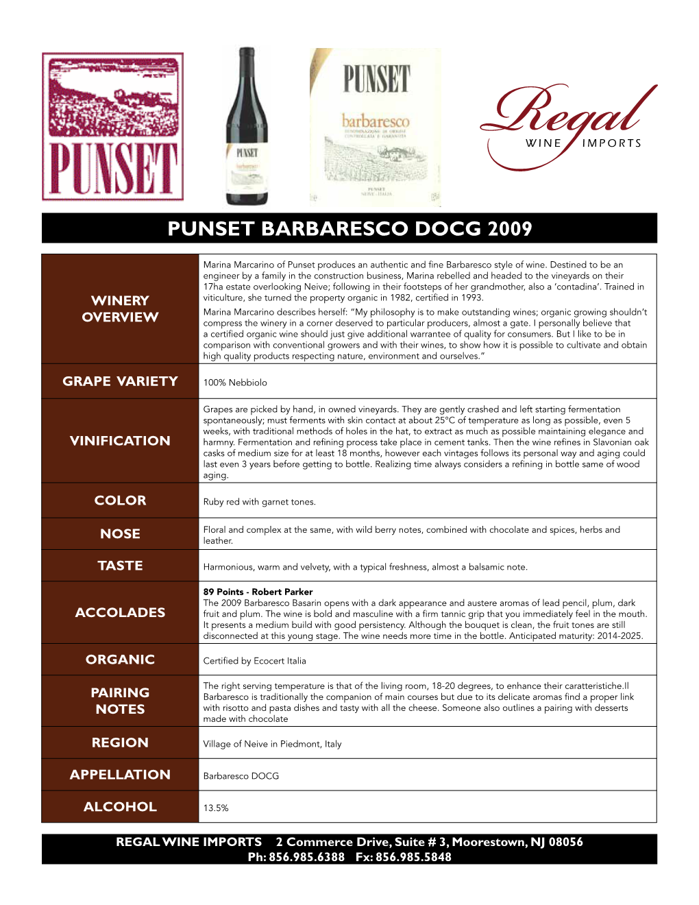 Punset Barbaresco Docg 2009