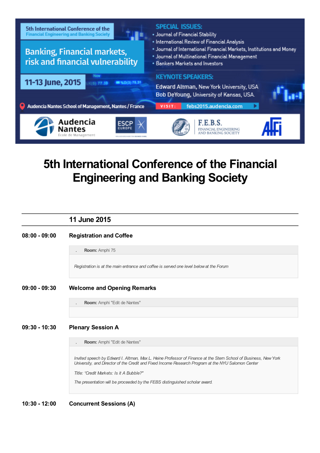 5Th International Conference of the Financial Engineering and Banking Society