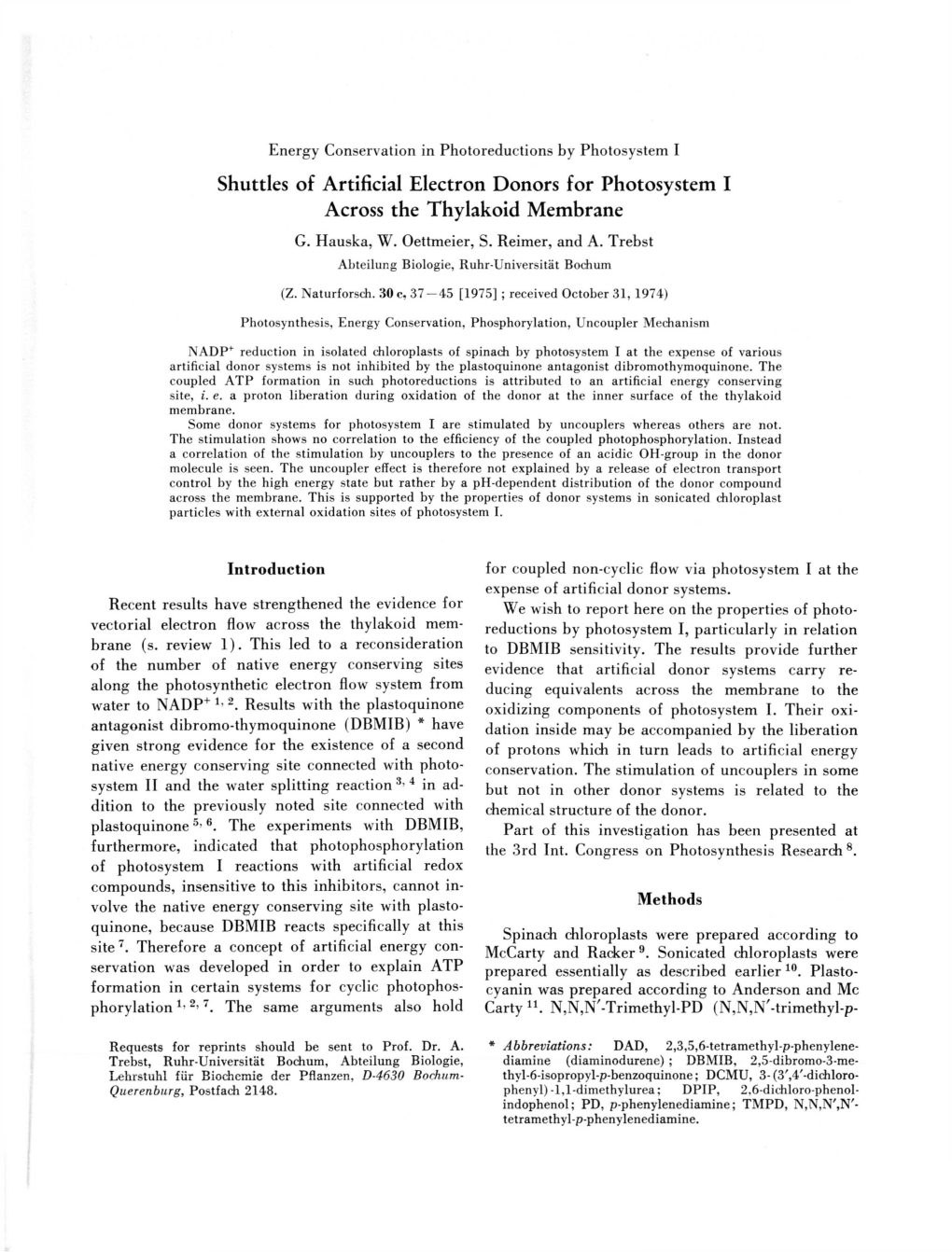 Shuttles of Artificial Electron Donors for Photosystem I Across the Thylakoid Membrane G