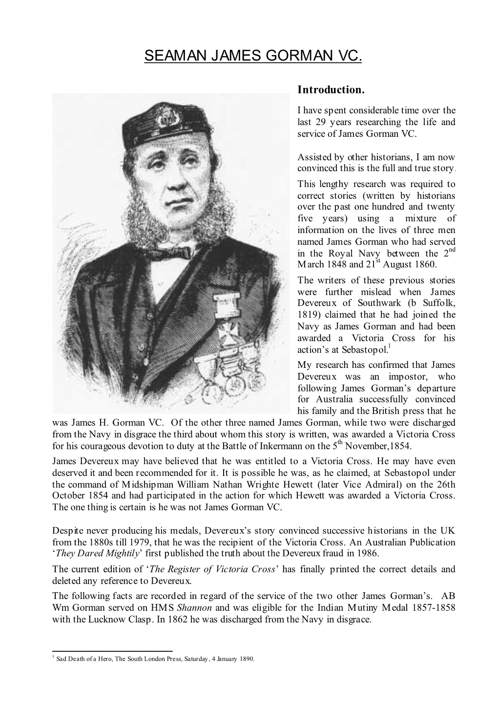 Seaman James Gorman Vc