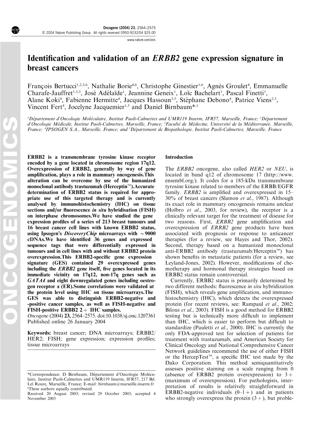 ONCOGENOMICS Standardize (Pauletti Et Al., 2000)