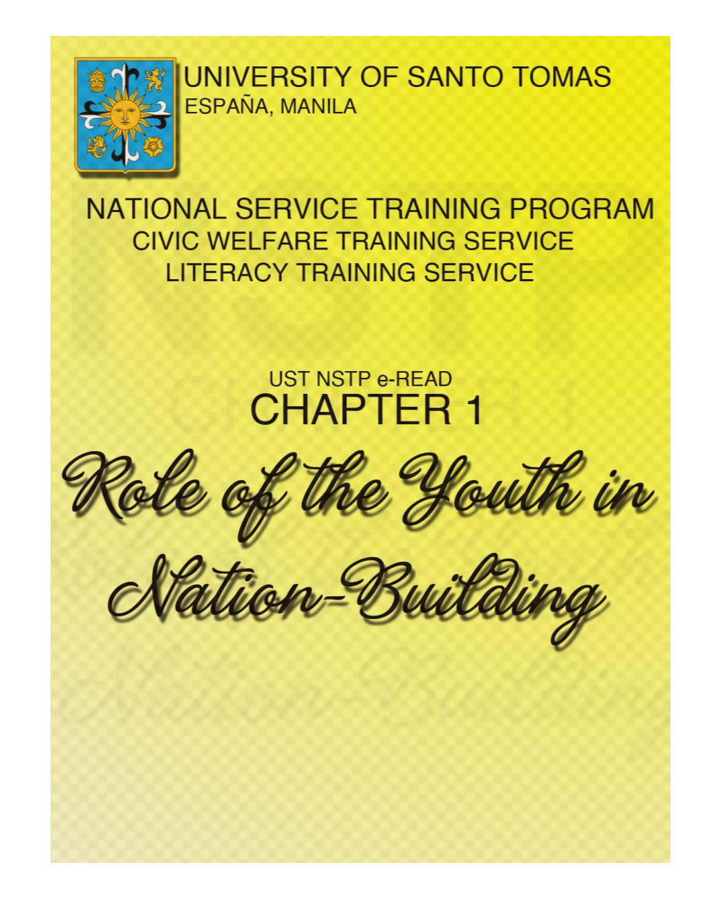 UST NSTP E-READ Chapter 1 Role of the Youth in Nation-Building