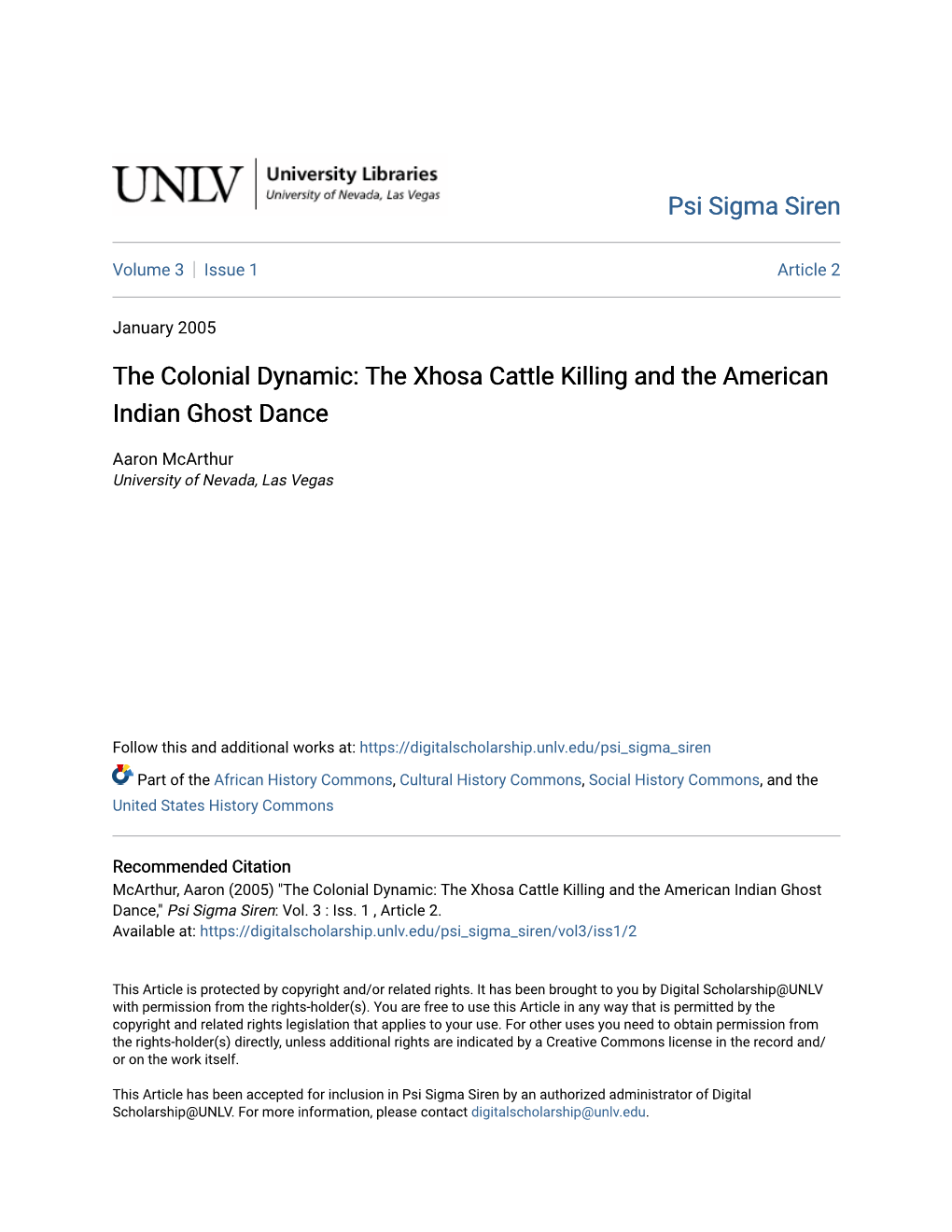 The Xhosa Cattle Killing and the American Indian Ghost Dance