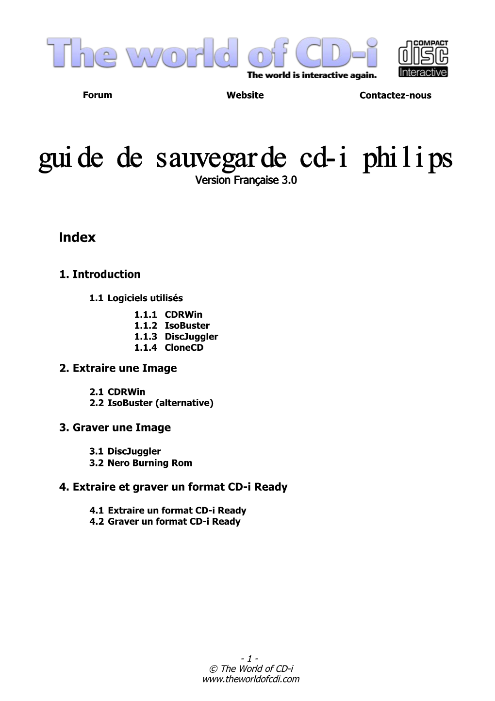 Guide De Sauvegarde De Titres CD-I Philips